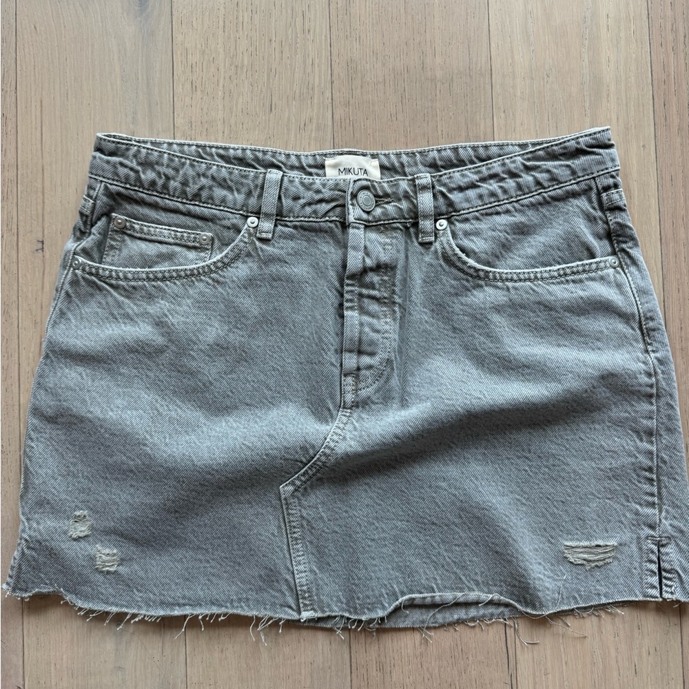 Mikuta gray denim miniskirt large new with tags